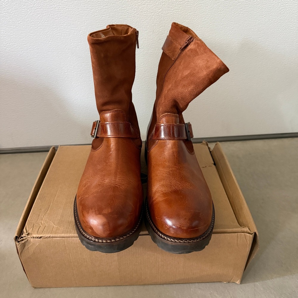 NoGRZ I.Jones Men Cognac Leather Suede Shearling Boots EU 45 Made in Portugal